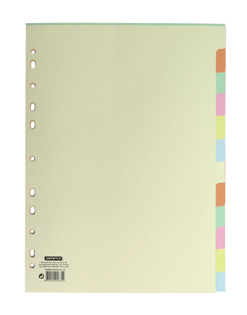 Separador de Cartolina A4 com 12 Posições Simply