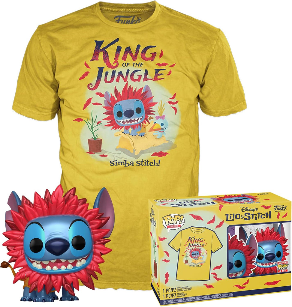 POP! & Tee Stitch Costume - Simba: Pack Exclusivo com T-Shirt e Figura de Vinil