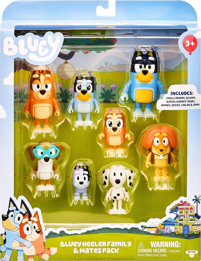 Pacote de Figuras de Ação Bluey - Conjunto com 8 Personagens