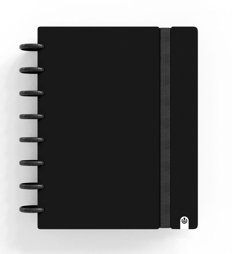 Caderno Ingeniox A5 Pautado 80 Folhas 100g Preto com Elástico ANIMATEK