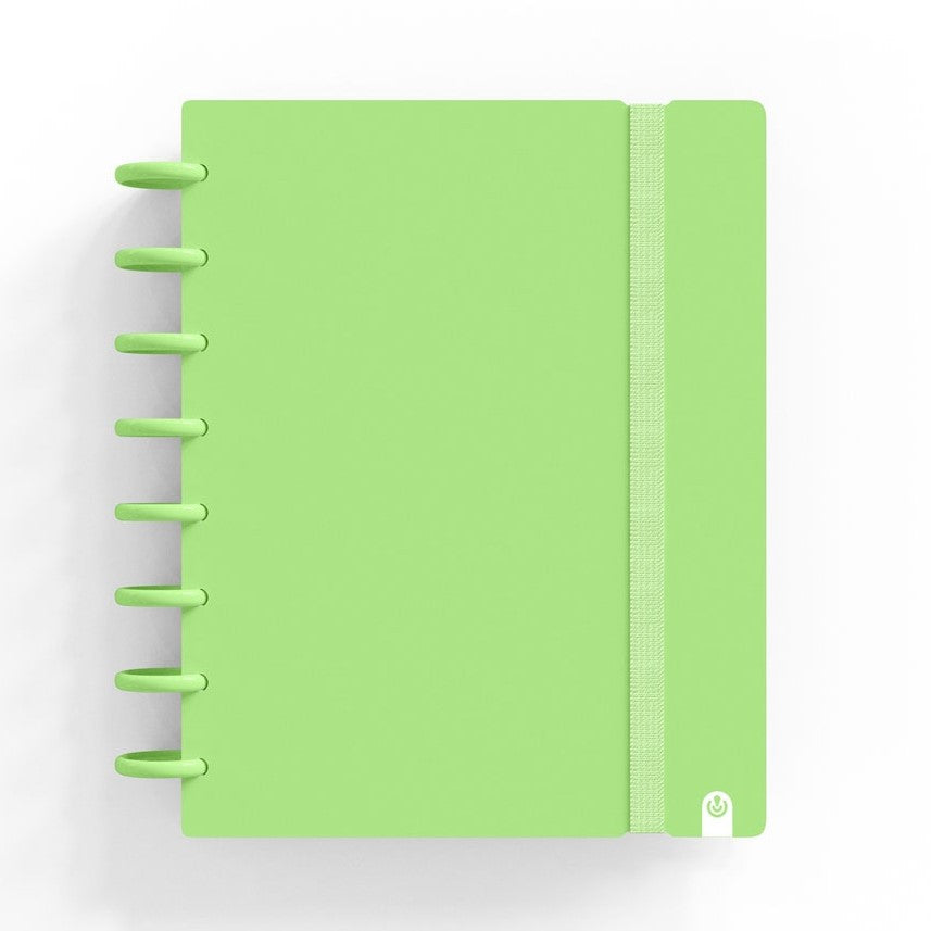 Caderno Ingeniox A5 Pautado 80 Folhas 100g Verde Pastel com Elástico ANIMATEK