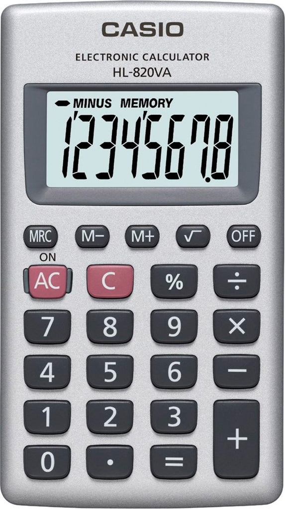 Calculadora de Bolso Casio HL-820VA Prateado - 8 Dígitos ANIMATEK