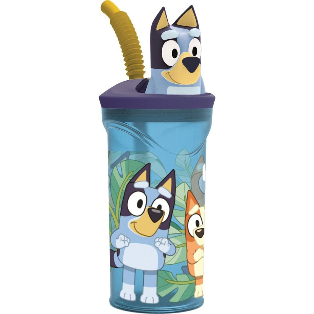 Copo Infantil Bluey com Tampa 3D e Palhinha 360ml ANIMATEK