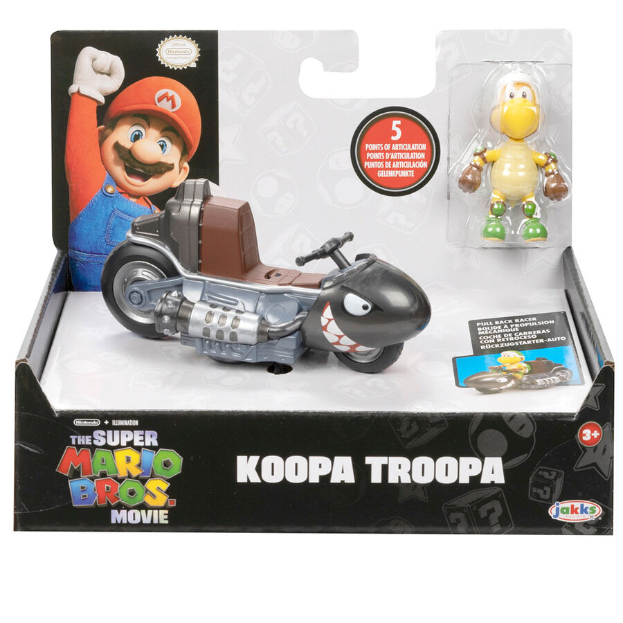 Figura Koopa Troopa com Moto Kart - Mario Kart The Movie - 7cm ANIMATEK