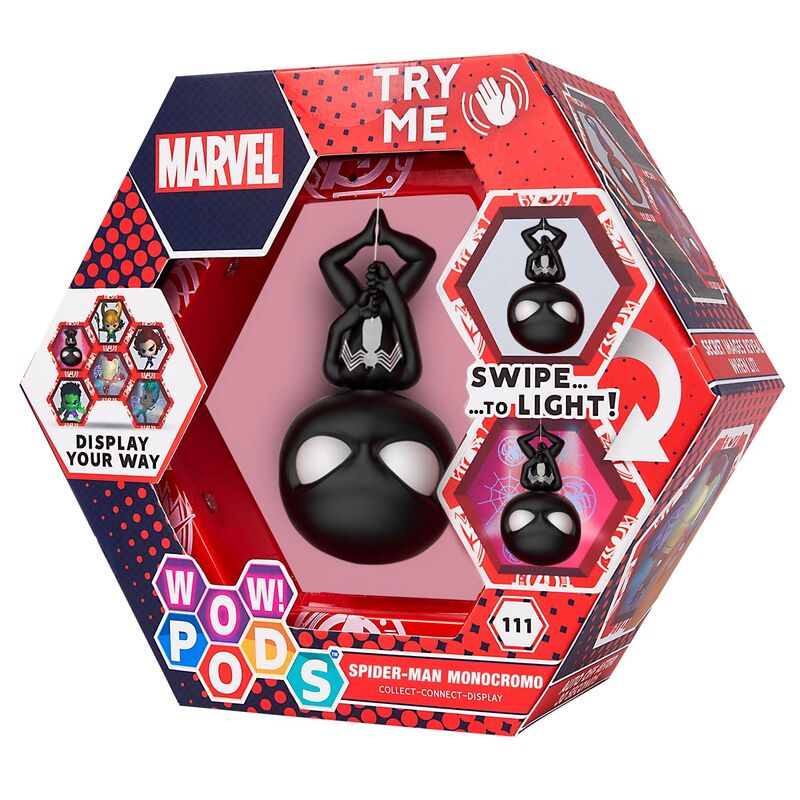 Figura Marvel LED WOW! POD Homem-Aranha Monocromático ANIMATEK