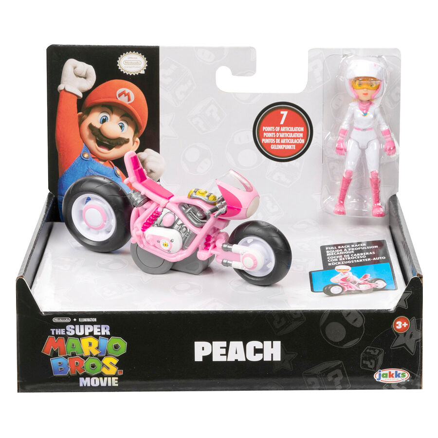 Figura Peach com Moto Kart - Mario Kart The Movie - 7cm ANIMATEK