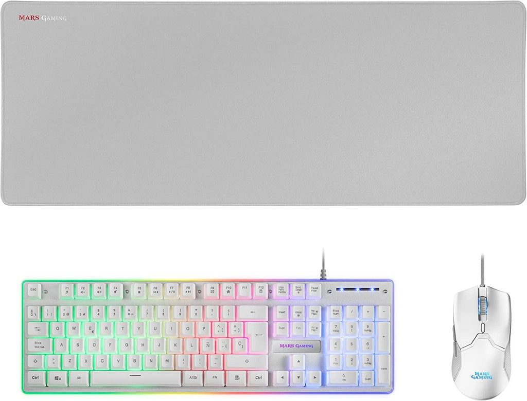 Mars Gaming Combo MCPX GAMING 3IN1 RGB BRANCO ANIMATEK