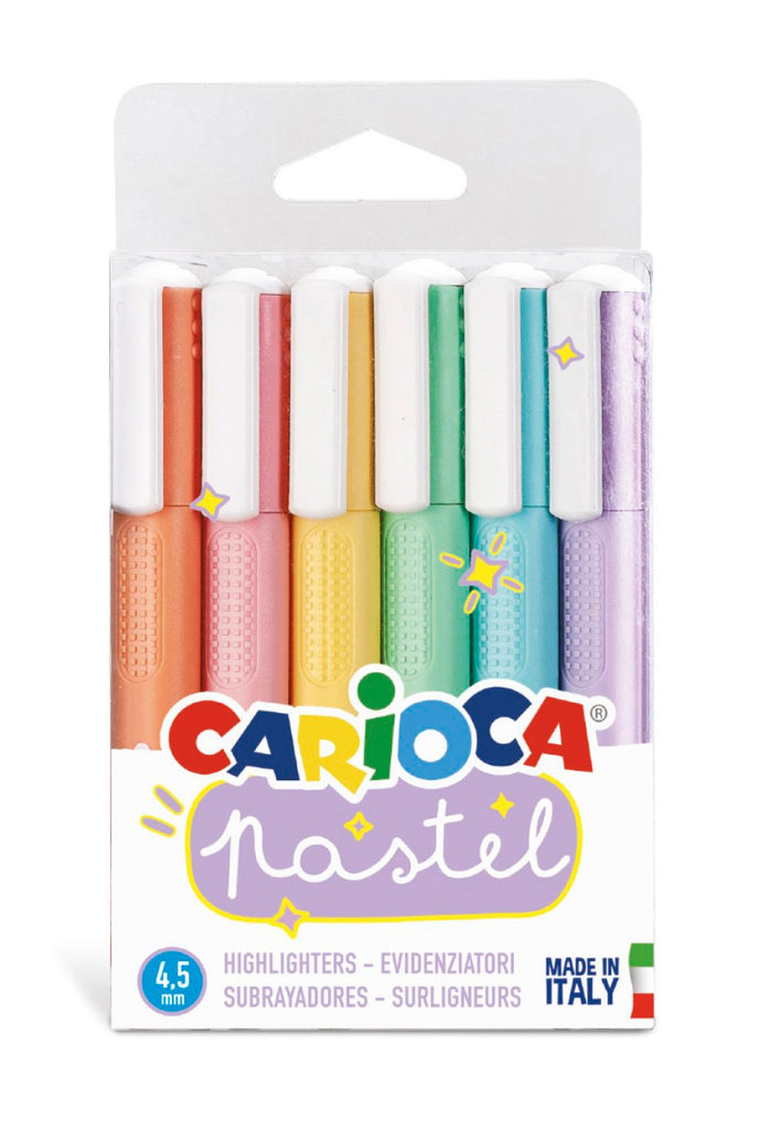 Conjunto de Sublinhadores Carioca Pastel c/ Clip Blister c/ 6 Unidades