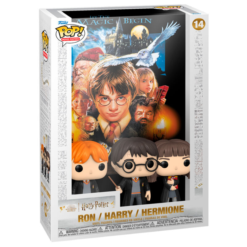 POP! Harry Potter Movie Poster & Figure Sorcerer's Stone w/ Ron, Harry, and Hermione ANIMATEK