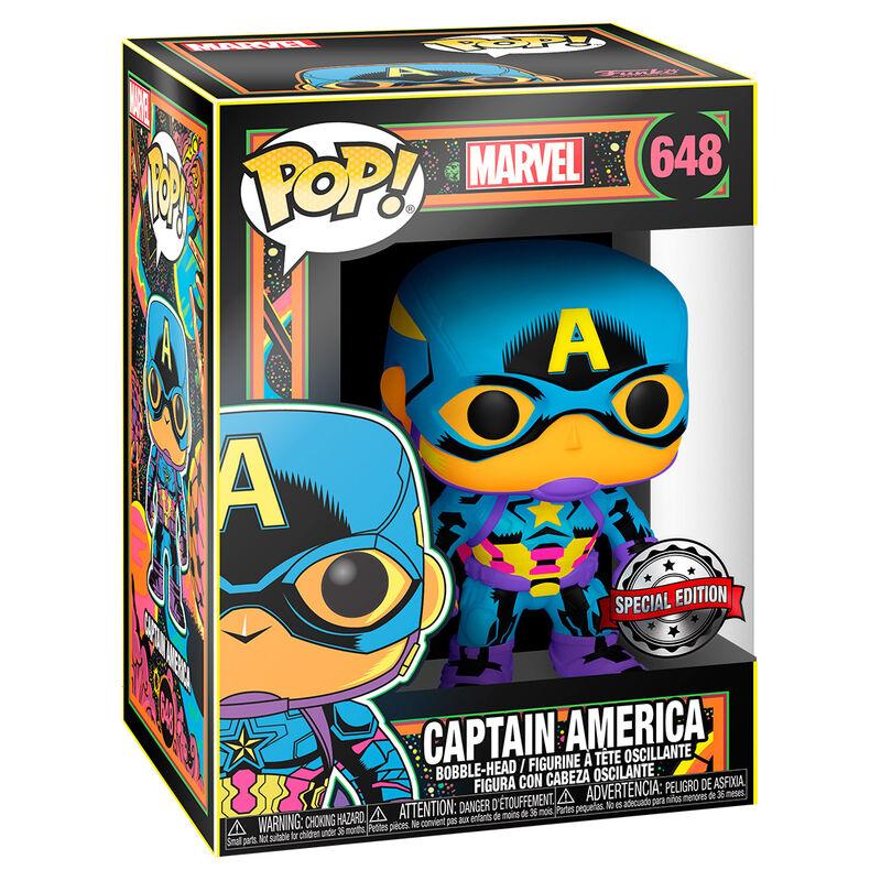 POP! Marvel Exclusive Black Light Vinyl Figure Captain America 9 cm ANIMATEK