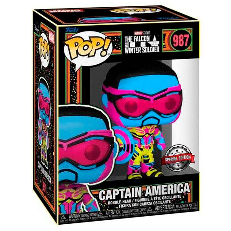 POP! Marvel: Falcão e o Soldado do Inverno – Captain America Black Light Exclusive 9cm ANIMATEK