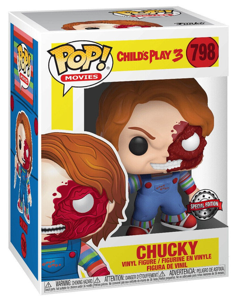 POP! Movies Child´s Play Vinyl Figure Chucky Half (BD) 9 cm Exclusive ANIMATEK