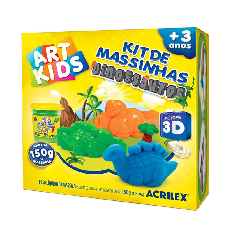 Plasticina Soft Dinossauros Acrilex Art Kids 150g 40047 ANIMATEK